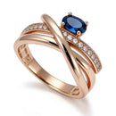 Rose Gold Blue Zircon Crisscross Statement Ring