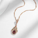 Rose Gold Multi-Color Teardrop Zircon Pendant Necklace