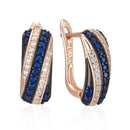 Rose Gold Blue Zircon Twisted Hoop Earrings