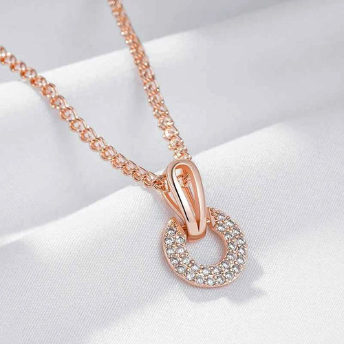 Pavé C-Shape Zircon Pendant Necklace