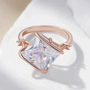 Bold Square-Cut White Zircon Rose Gold Ring