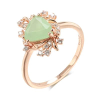 Triangular Green Zircon with Clear Halo Ring