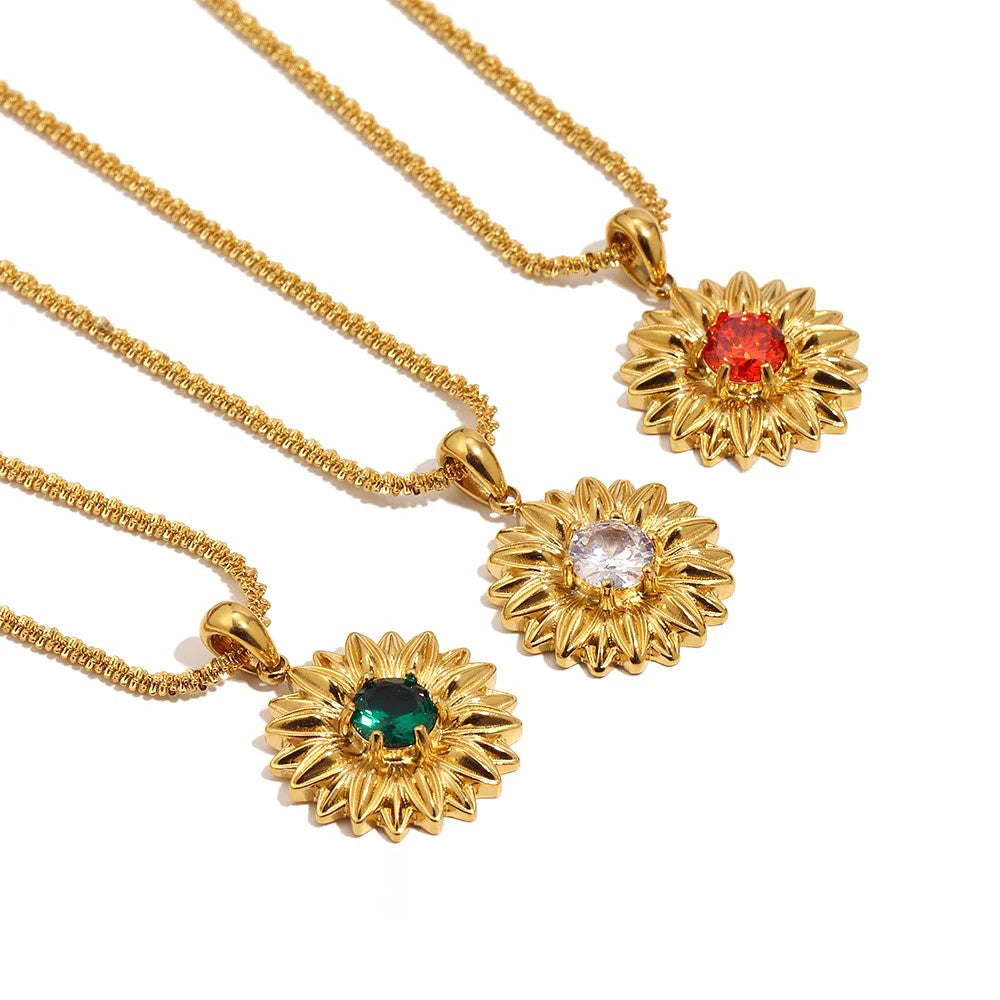 Sunflower Colored Zircon Pendant Necklace - SEIYI