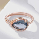 Grey Teardrop Zircon Rose Gold Ring