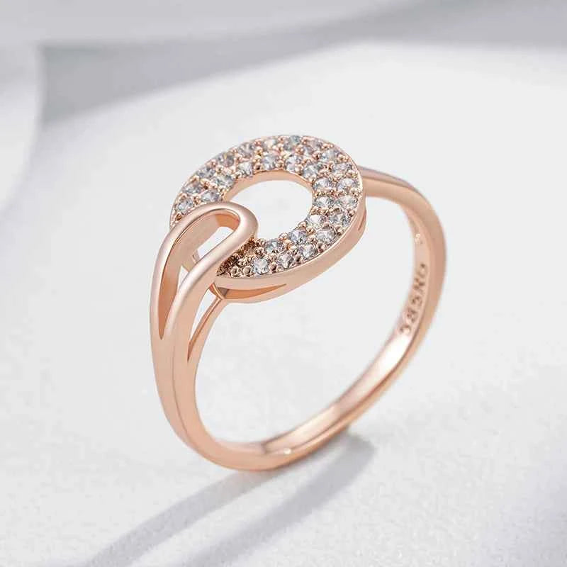 Pavé Circle Swirl Rose Gold Statement Ring