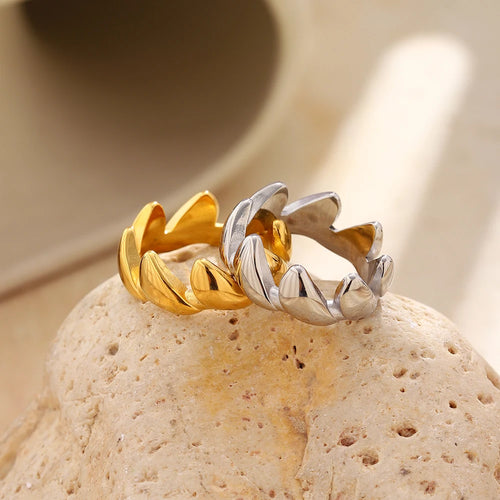 Serrated Wave Stacking Band Ring - SEIYI