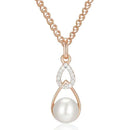 Rose Gold Pearl & Zircon Teardrop Pendant Necklace