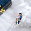 Ombre Blue Zircon Leaf-Shape Rose Gold Ring