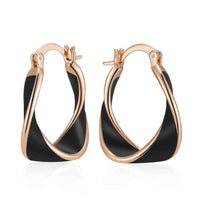Rose Gold Twisted Enamel Hoop Earrings