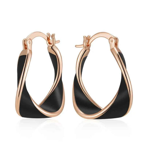 Rose Gold Twisted Enamel Hoop Earrings