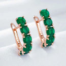Rose Gold Green Zircon Half-Hoop Earrings