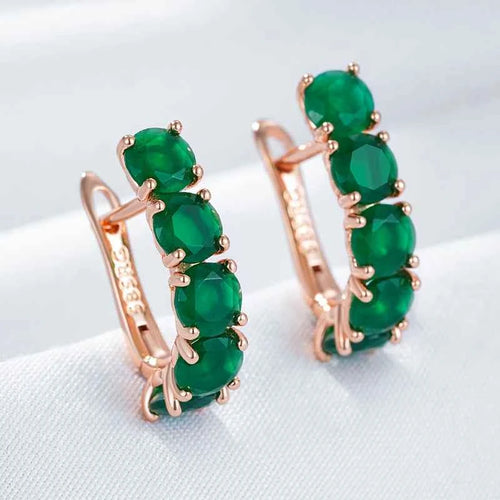 Rose Gold Green Zircon Half-Hoop Earrings