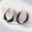 Rose Gold Twisted Enamel Hoop Earrings