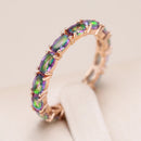 Rainbow Zircon Full Eternity Rose Gold Ring - SEIYI