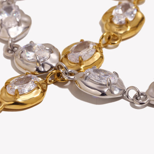 Hammered Link Crystal Bracelet - SEIYI