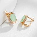 Rose Gold Green Fine Gemstone Earrings