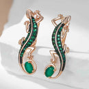 Rose Gold Green Zircon Lizard Drop Earrings