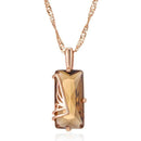 Rose Gold Smoky Brown Emerald-Cut Zircon Pendant Necklace