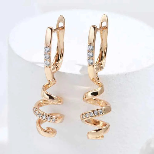 Natural Zircon Geometry Rotate Earrings