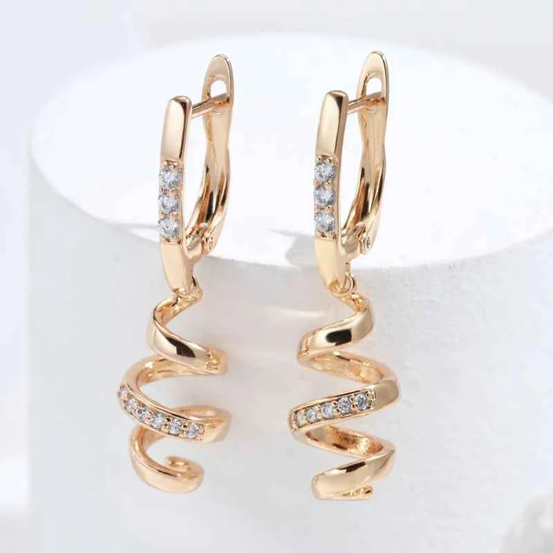 Natural Zircon Geometry Rotate Earrings