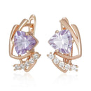 Rose Gold Purple Zircon Triangle Drop Earrings