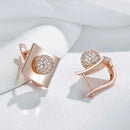 Rose Gold Diamond-Shaped Zircon Drop Earrings