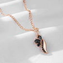 Black Zircon Floral Leaf Pendant Necklace