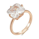 Solitaire Cushion-Cut White Zircon Ring