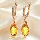 Rose Gold Blue Teardrop Zircon Drop Earrings