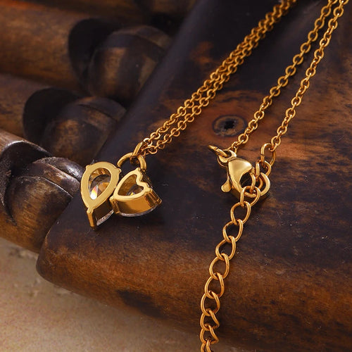 Intertwined Heart Zircon Pendant Necklace - SEIYI