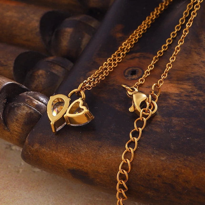 Intertwined Heart Zircon Pendant Necklace - SEIYI