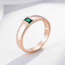 Emerald-Cut Green Zircon Minimalist Band Ring