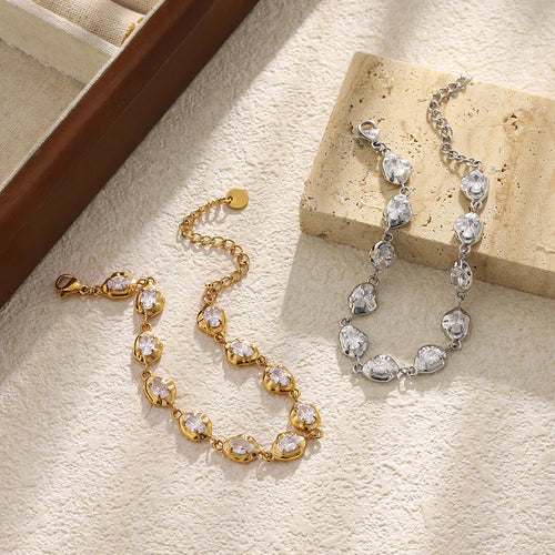 Hammered Link Crystal Bracelet - SEIYI