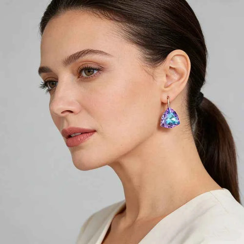 Rose Gold Ombré Triangle Zircon Drop Earrings