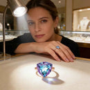 Rose Gold Triangle Colorful Zircon Cocktail Ring
