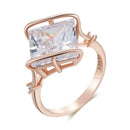 Bold Square-Cut White Zircon Rose Gold Ring