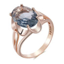 Rose Gold Grey Oval Zircon Cocktail Ring