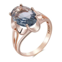 Rose Gold Grey Oval Zircon Cocktail Ring