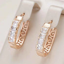 Natural Zircon Hollow Flower Drop Hoop Earrings