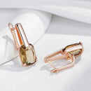 Rose Gold Brown Square Zircon Drop Earrings