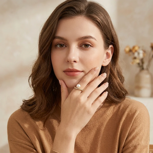 Pavé Band Pearl Stacking Ring - SEIYI