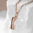 Rose Gold Black & White Zircon Crisscross Pendant Necklace