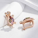 Rose Gold Multicolor Zircon Turtle Drop Earrings
