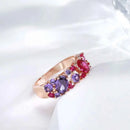 Vintage Purple & Red Zircon Cluster Rose Gold Ring