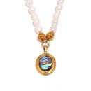 Abalone Pearl Beaded Pendant Necklace - SEIYI