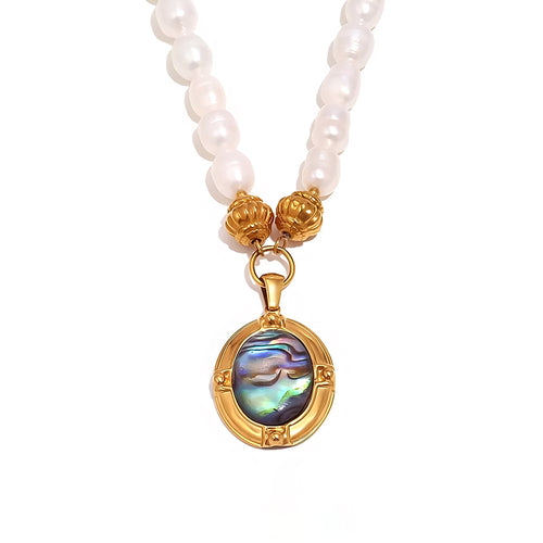 Abalone Pearl Beaded Pendant Necklace - SEIYI