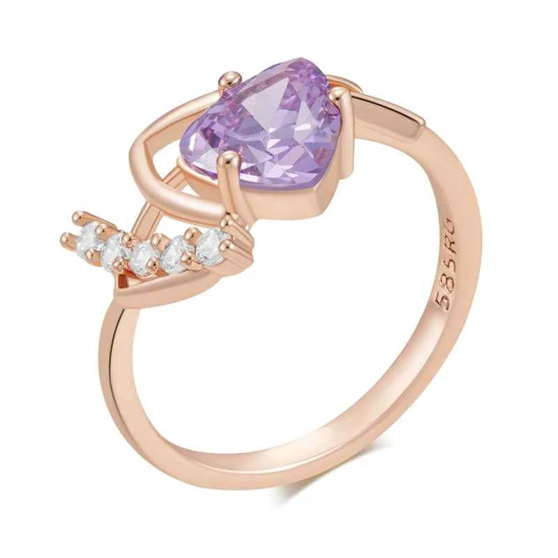 Purple Heart Zircon Crown Accent Ring