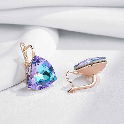 Rose Gold Ombré Triangle Zircon Drop Earrings