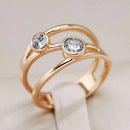 Double-Stone Geometric White Zircon Ring
