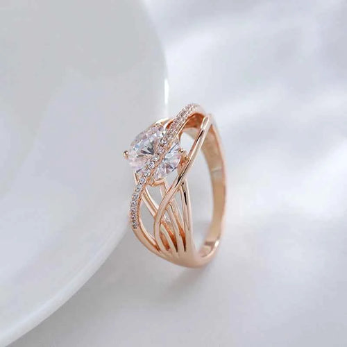 Geometric Cage White Zircon Statement Ring